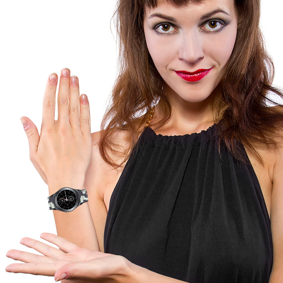 Smartwatch Premium Watches For Women - 22 mm horlogeband, premium handgemaakt camouflageontwerp,