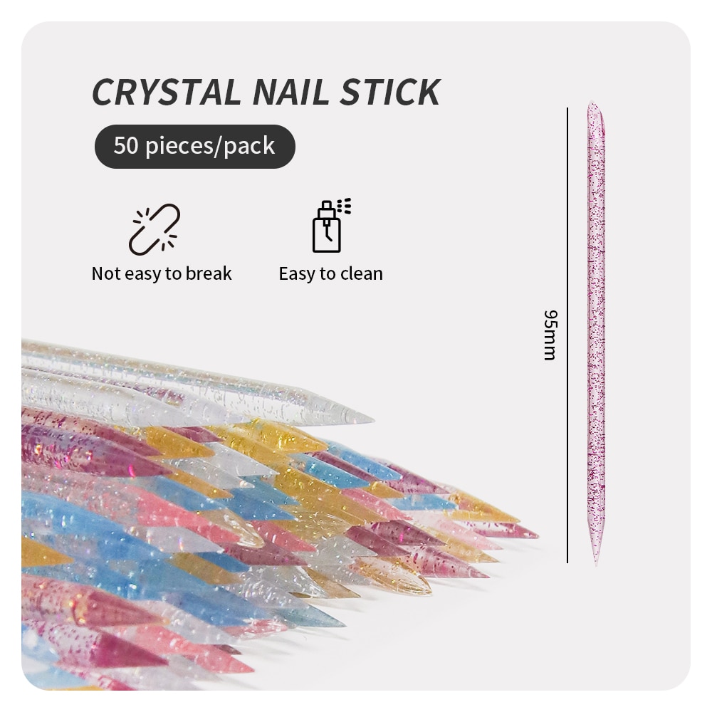 Crystal Press Tool - 50 Stuks Nail Cuticula Pusher Crystal