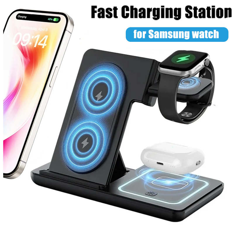 Smartwatch Watches Compatible With Iphone - 3-in-1 opvouwbare draadloze oplader bureaustandaard voor