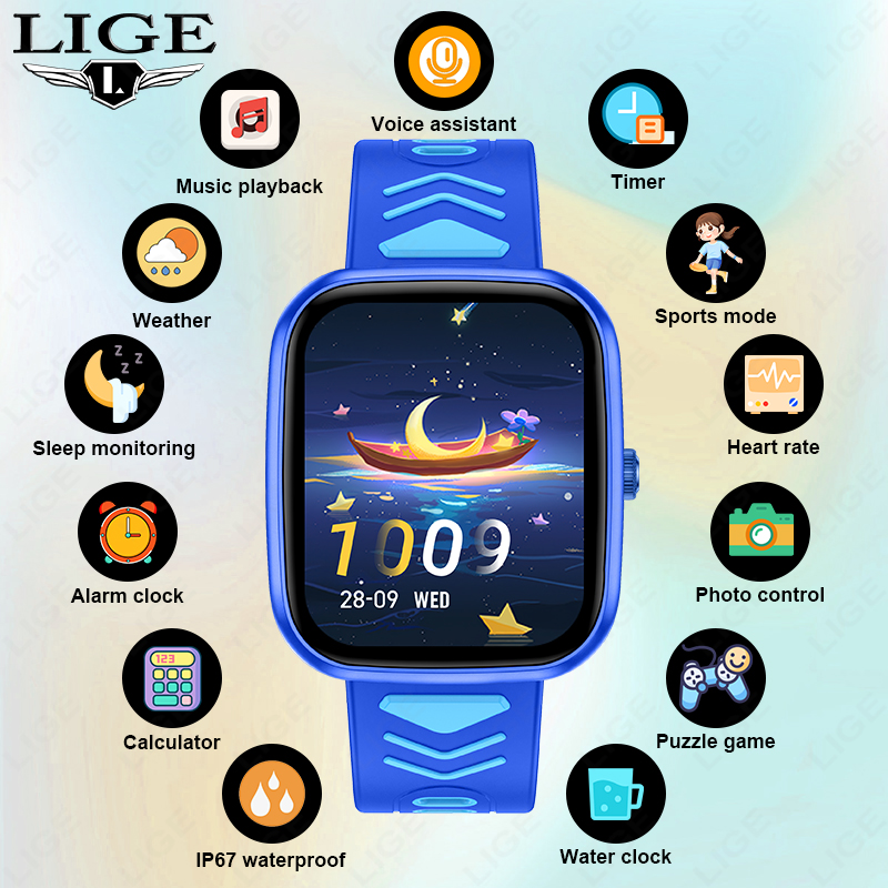 Smartwatch Watches Gift For Boys On Birthday - LIGE Kids Smartwatch Game Waterdichte Elektronica
