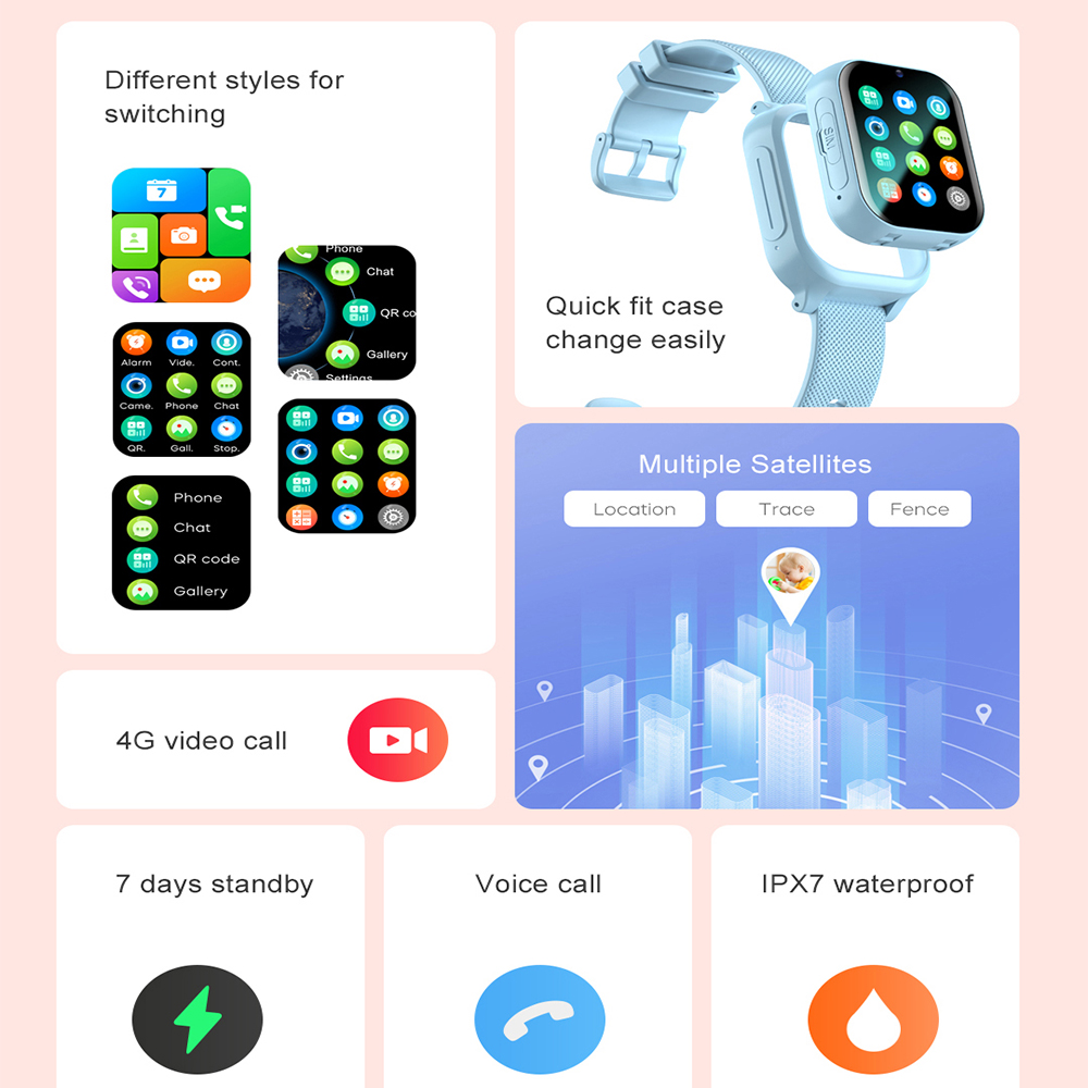 Smart Watch Kinderen 4G GPS WI - Smartwatch Watches For Kid Boy With Alarm recensie en prijs